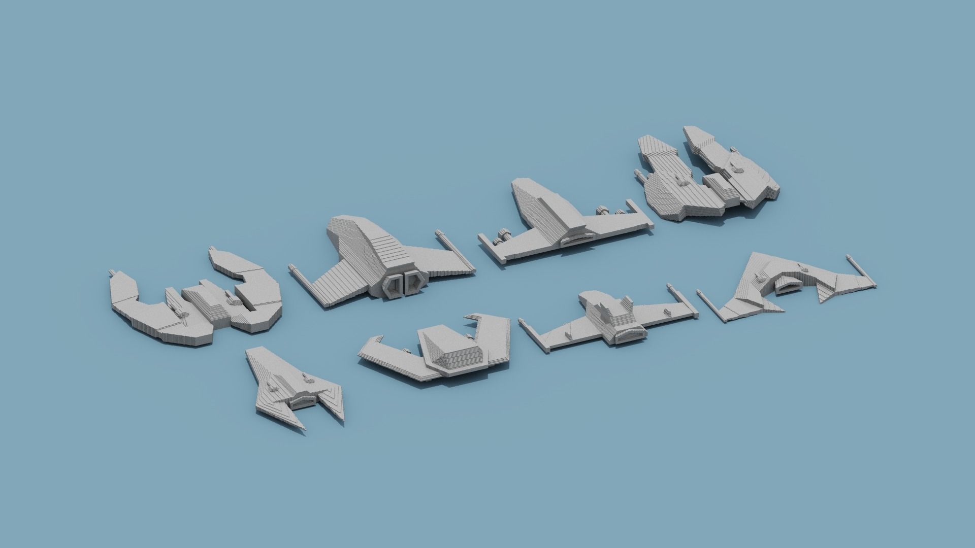 Voxel Space Ship Low-poly 3D model_14