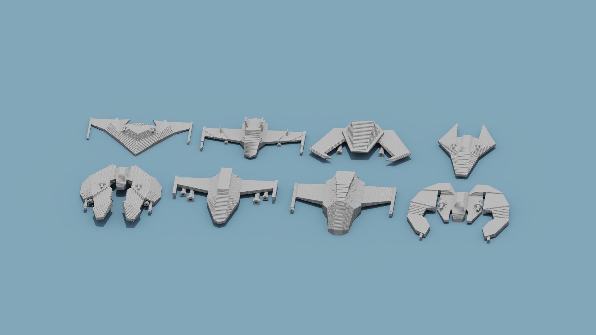 Voxel Space Ship Low-poly 3D model_9