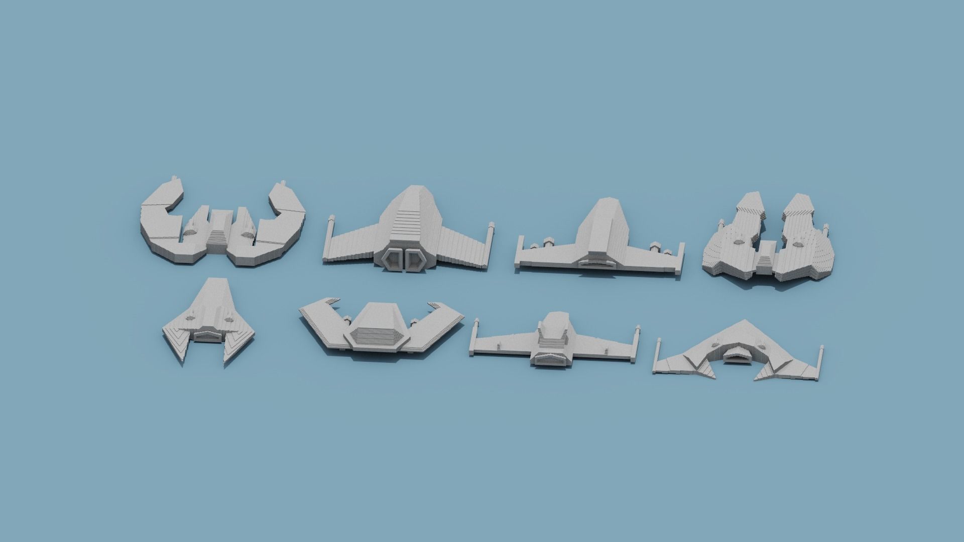 Voxel Space Ship Low-poly 3D model_15