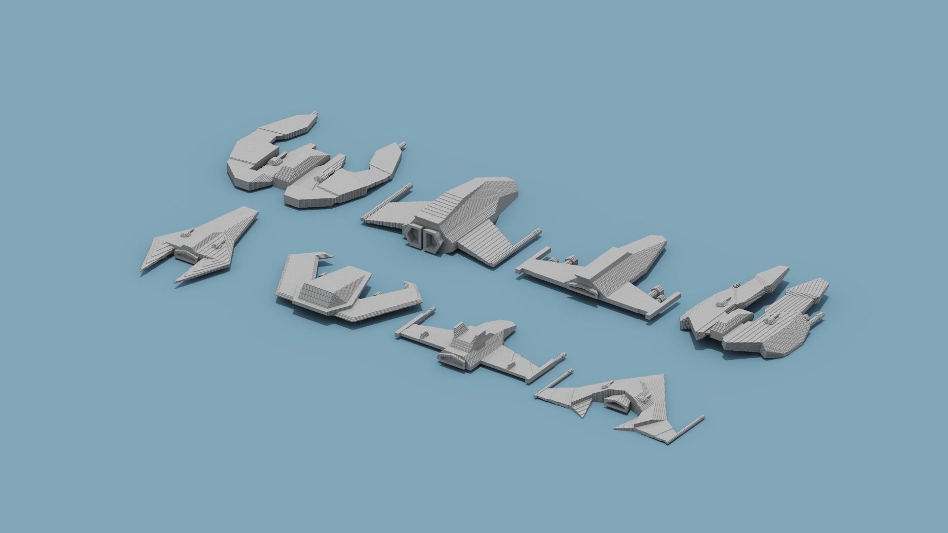 Voxel Space Ship Low-poly 3D model_16