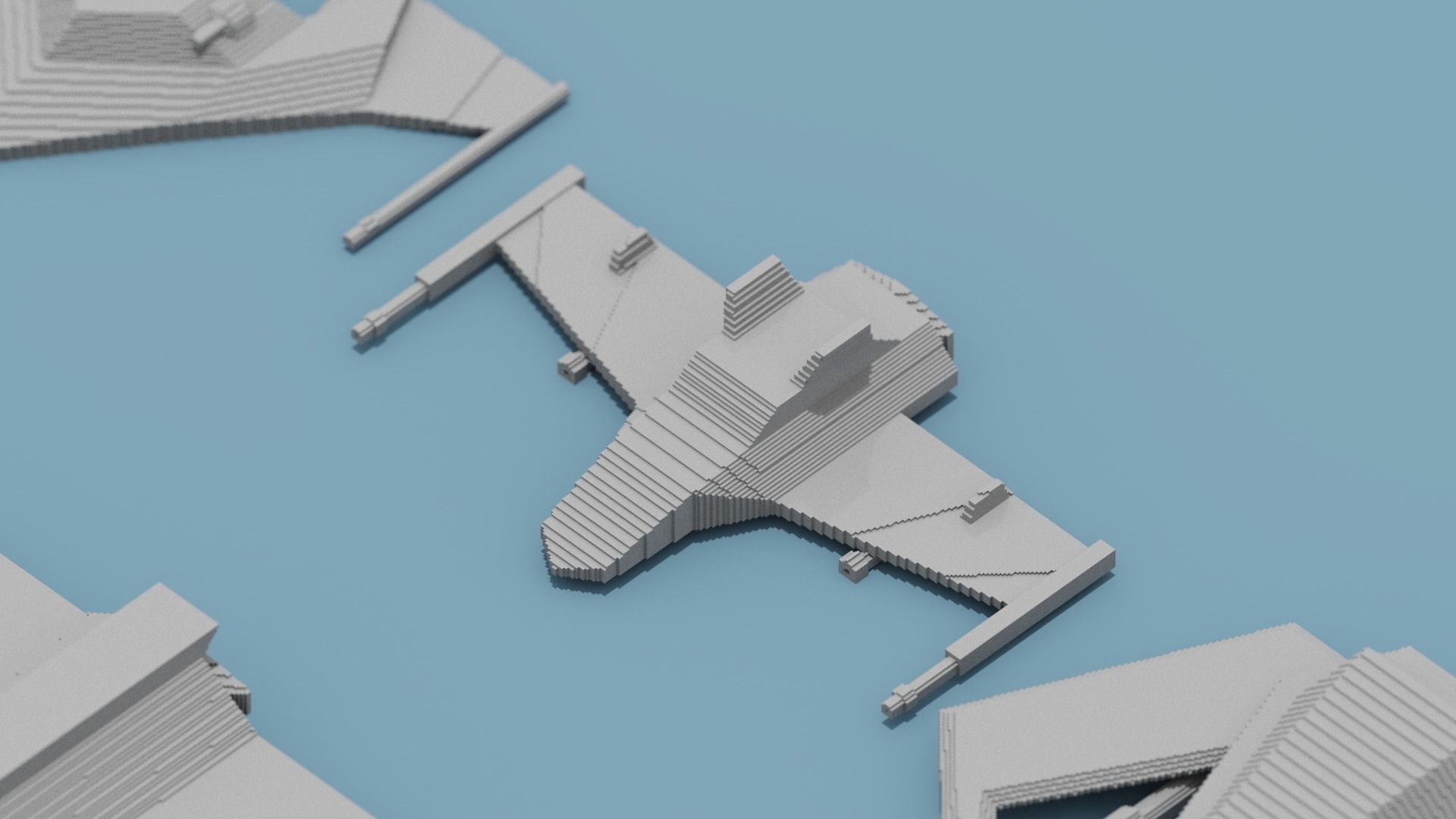 Voxel Space Ship Low-poly 3D model_7