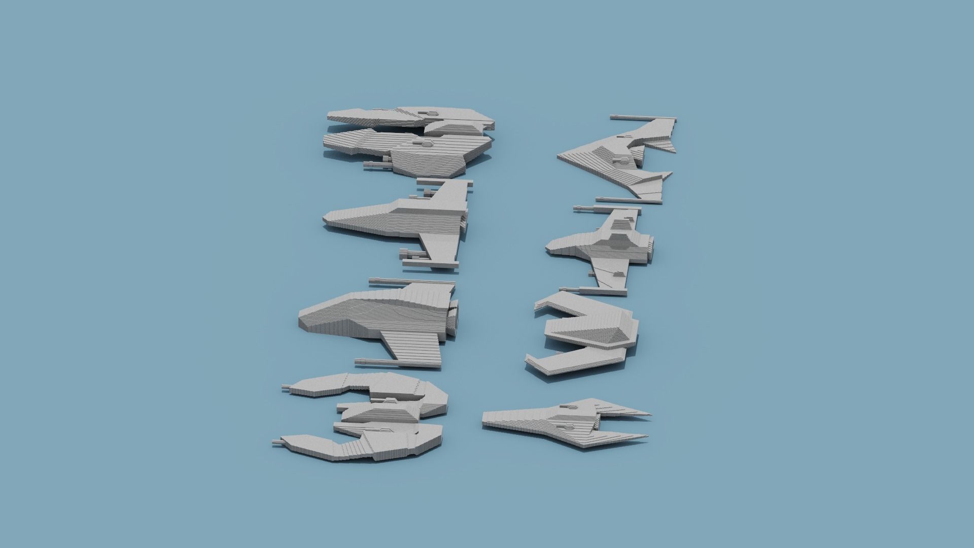Voxel Space Ship Low-poly 3D model_12