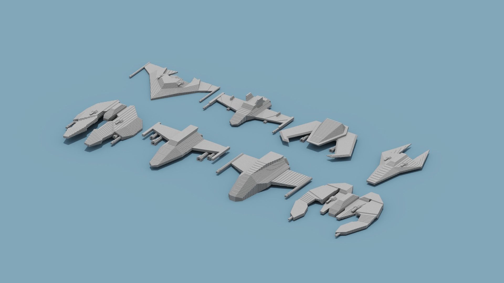 Voxel Space Ship Low-poly 3D model_10