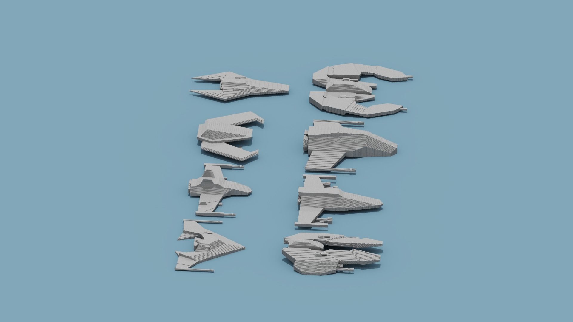 Voxel Space Ship Low-poly 3D model_18