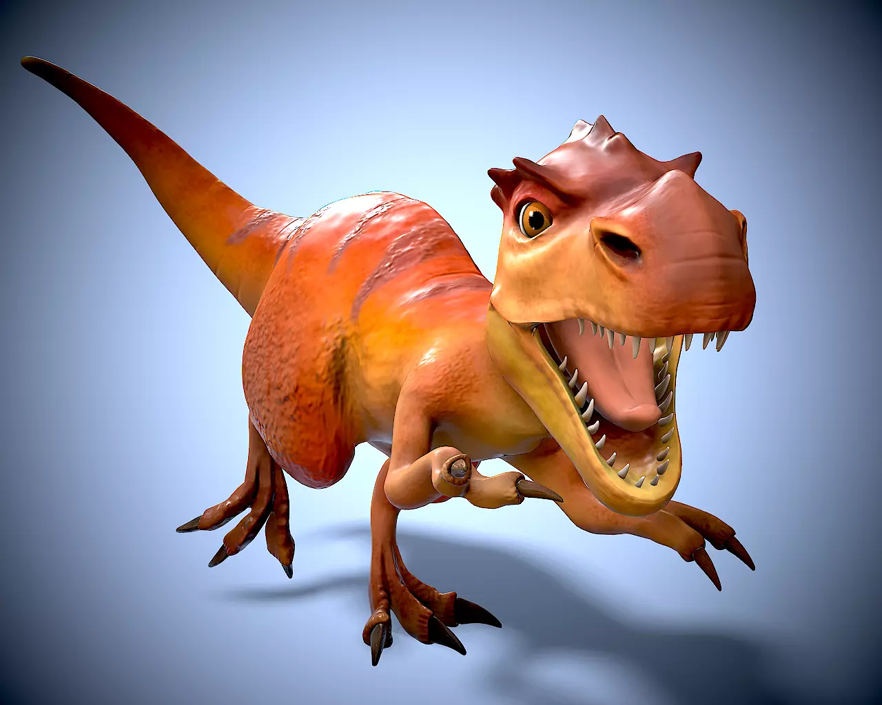 Cartoon dino mom Low-poly 3D model_0