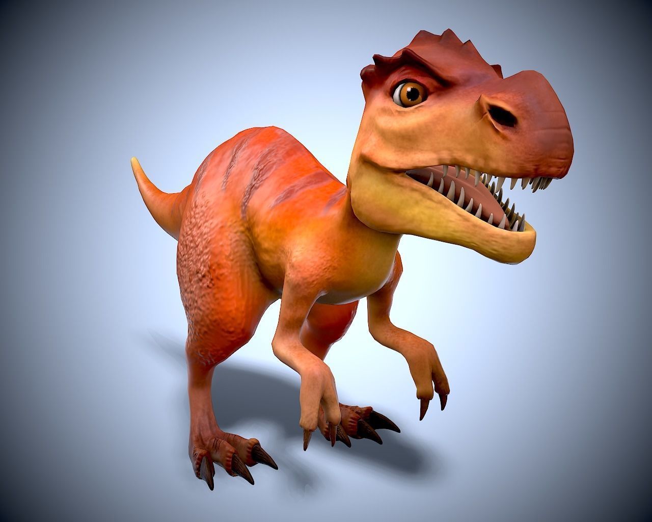 Cartoon dino mom Low-poly 3D model_4
