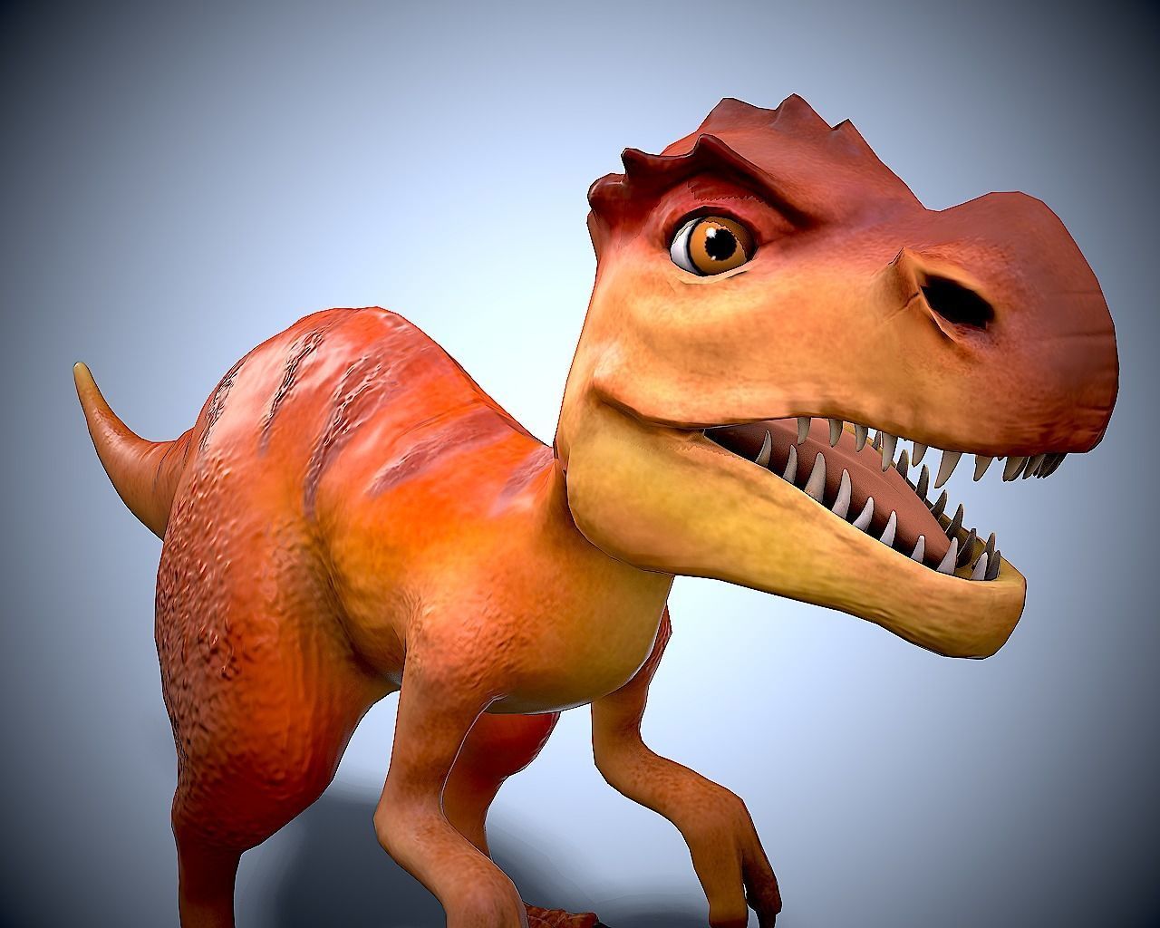Cartoon dino mom Low-poly 3D model_8