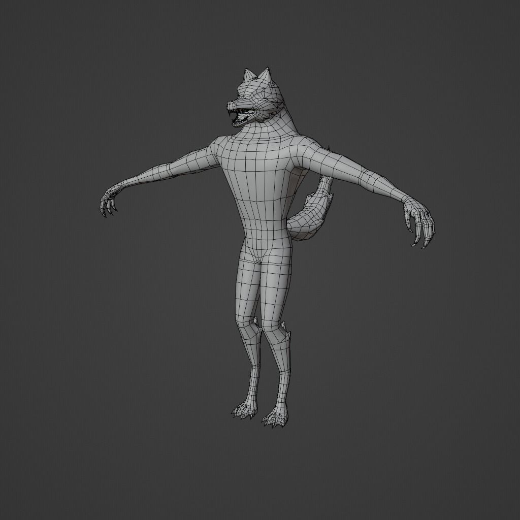 Werewolf wolf Low-poly 3D model_2