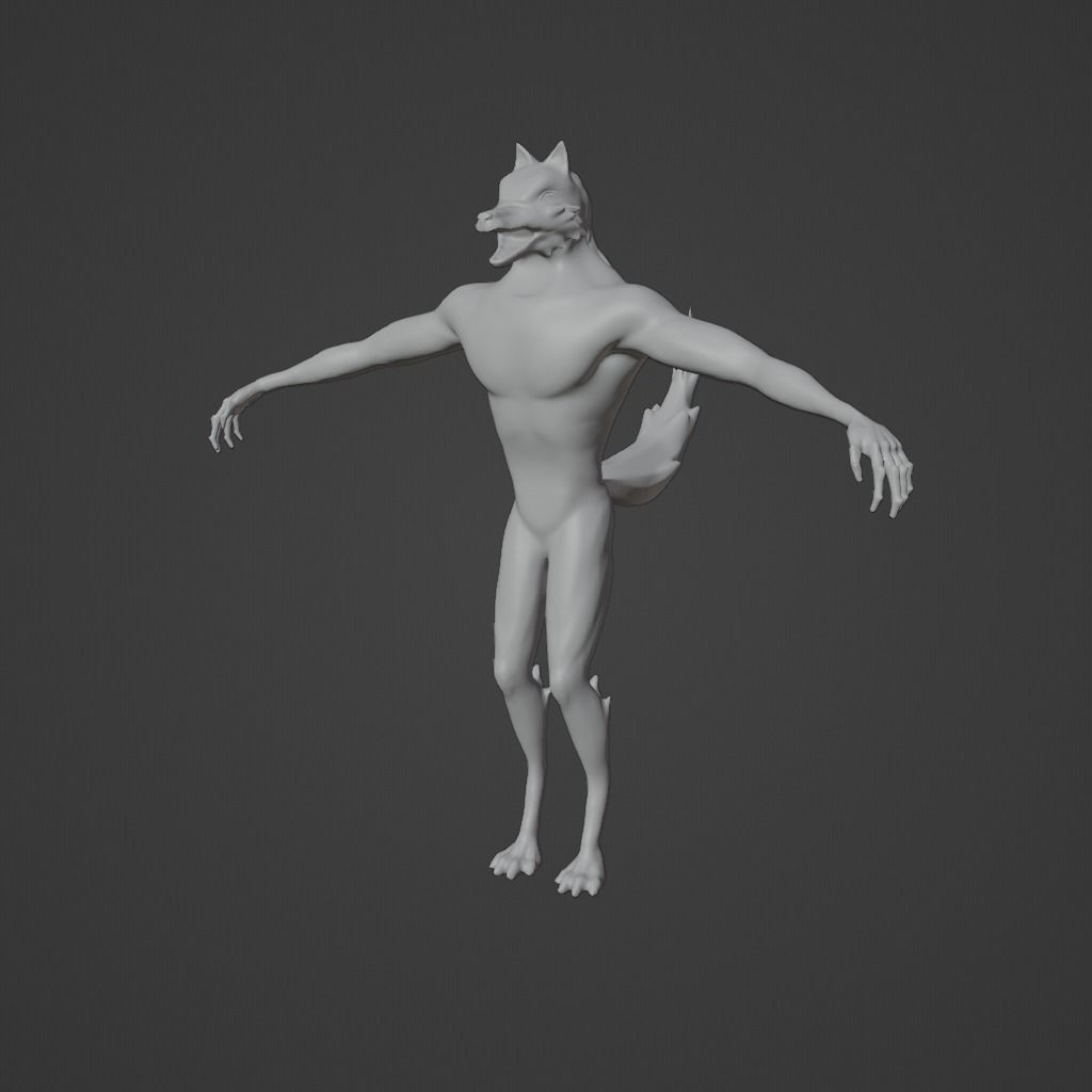 Werewolf wolf Low-poly 3D model_4