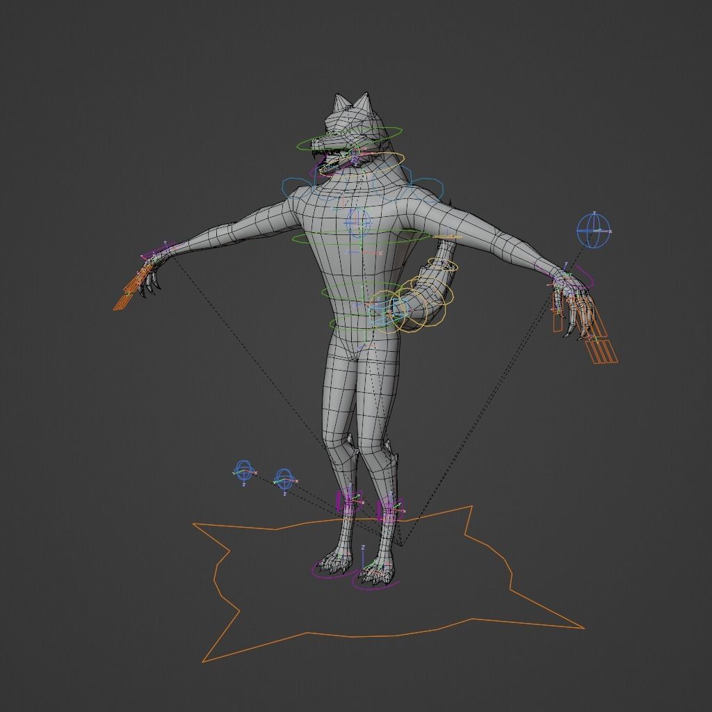 Werewolf wolf Low-poly 3D model_3