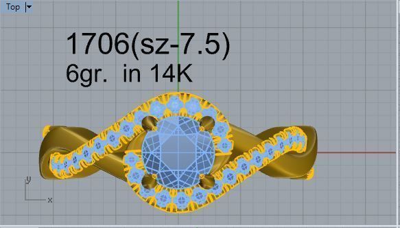 Decorative Diamond Ring 1706 3D print model 3D print model_4