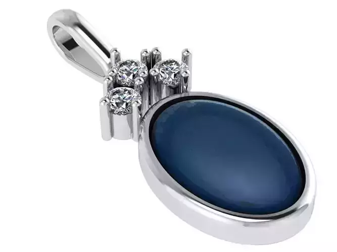  Oval Diamond Halo Pendant 1707  3D print model