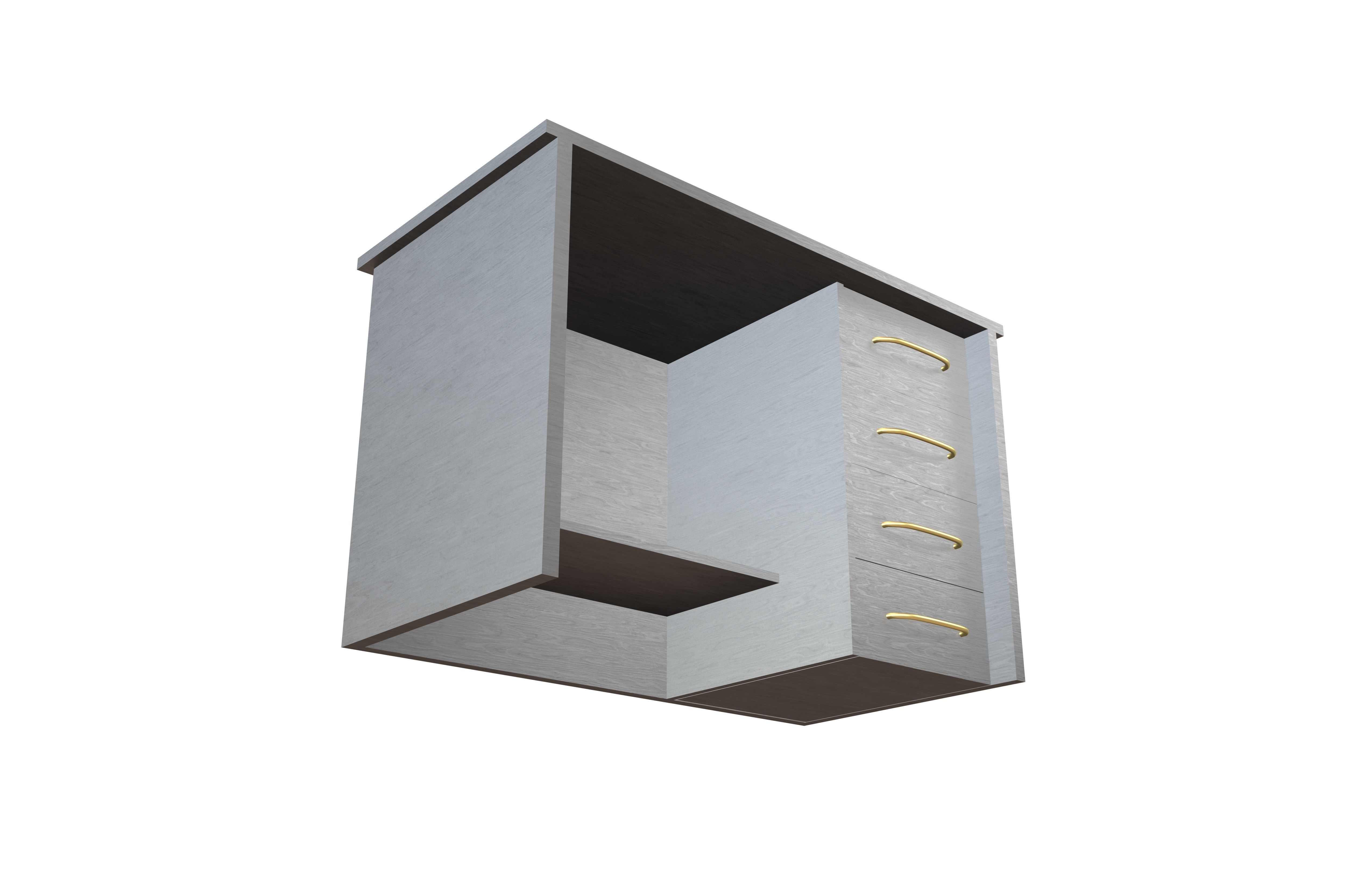 Student Desk With Drawers v1 003 Low-poly 3D model_3