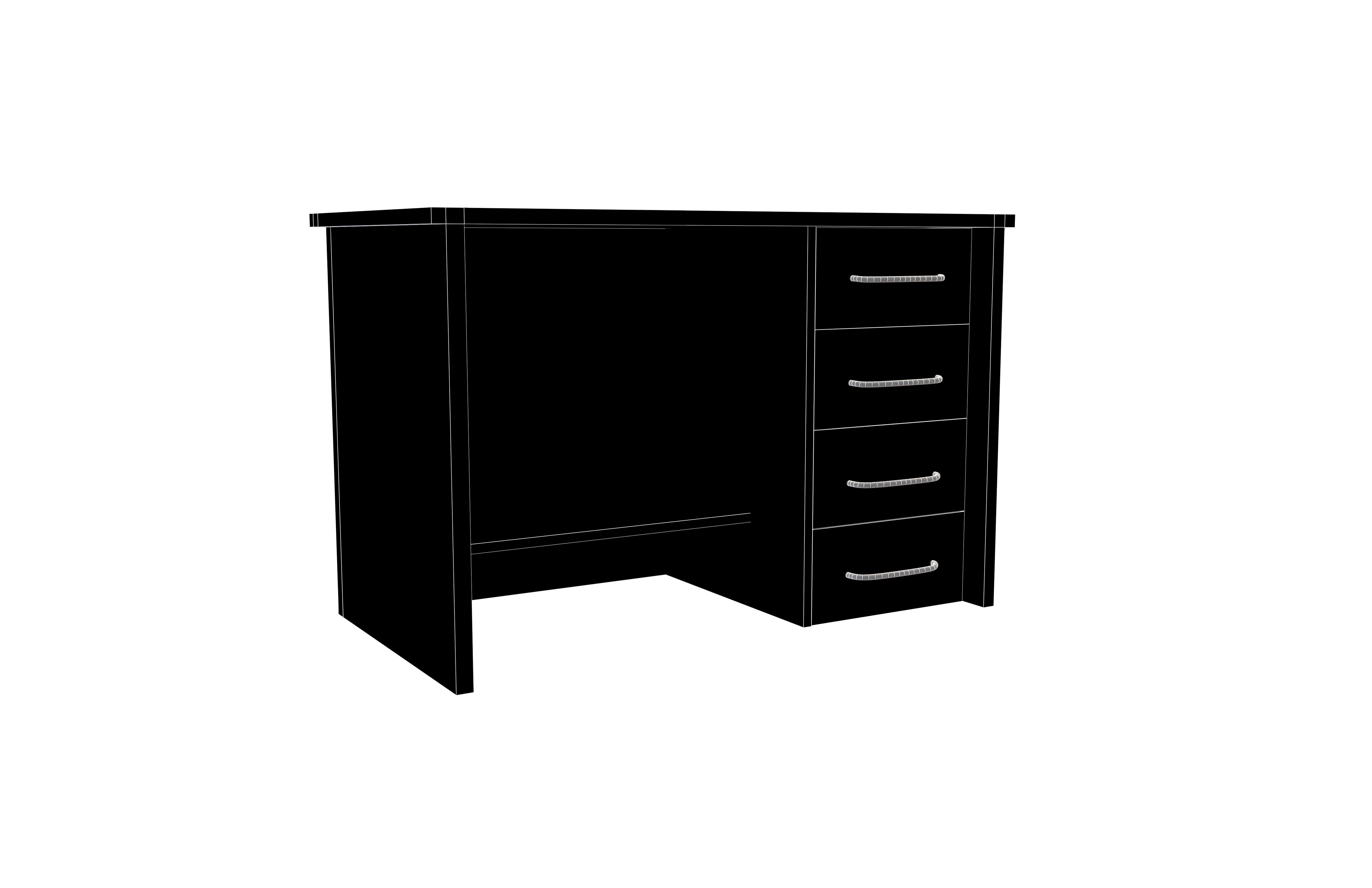 Student Desk With Drawers v1 003 Low-poly 3D model_4