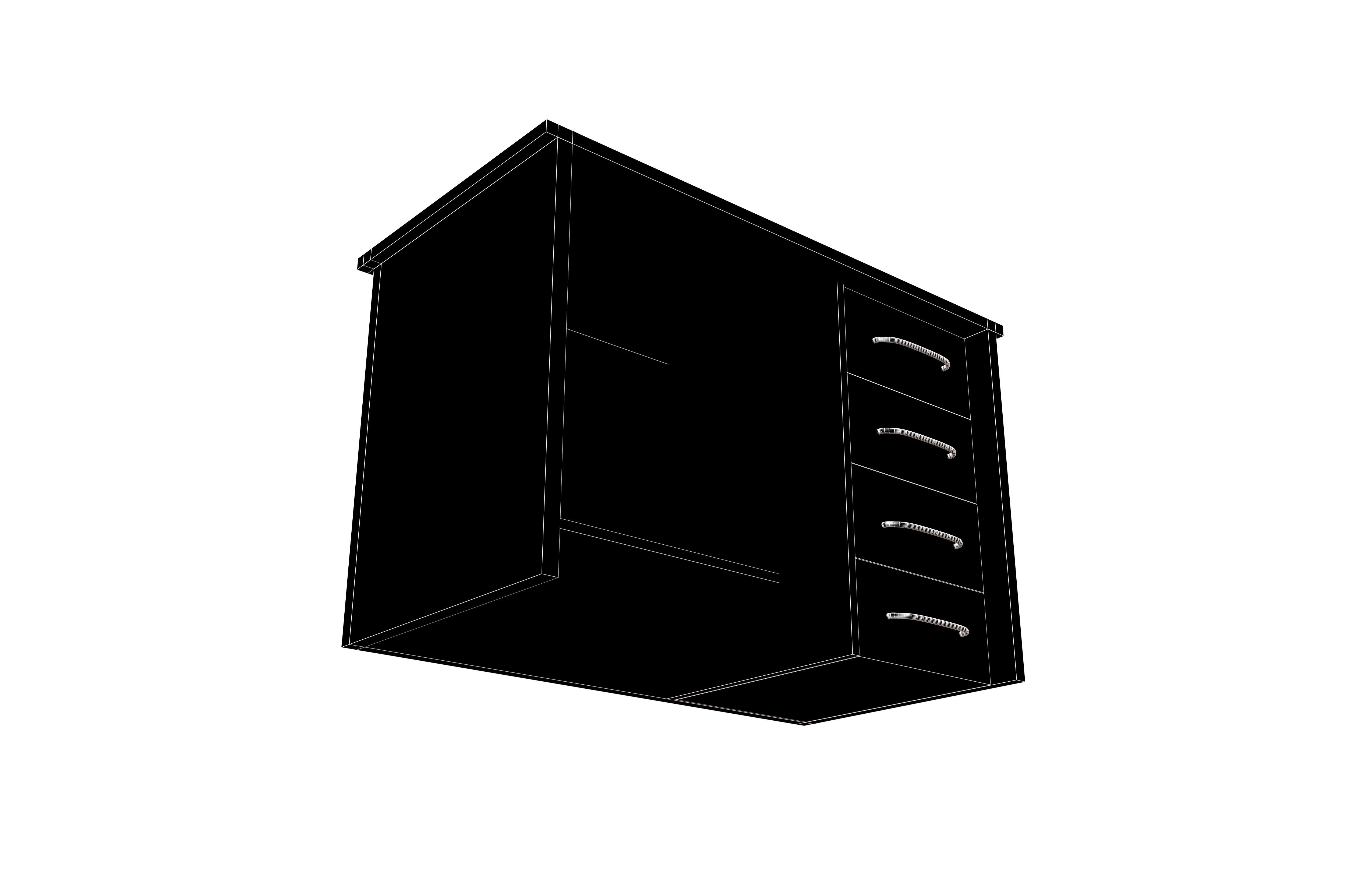 Student Desk With Drawers v1 003 Low-poly 3D model_6