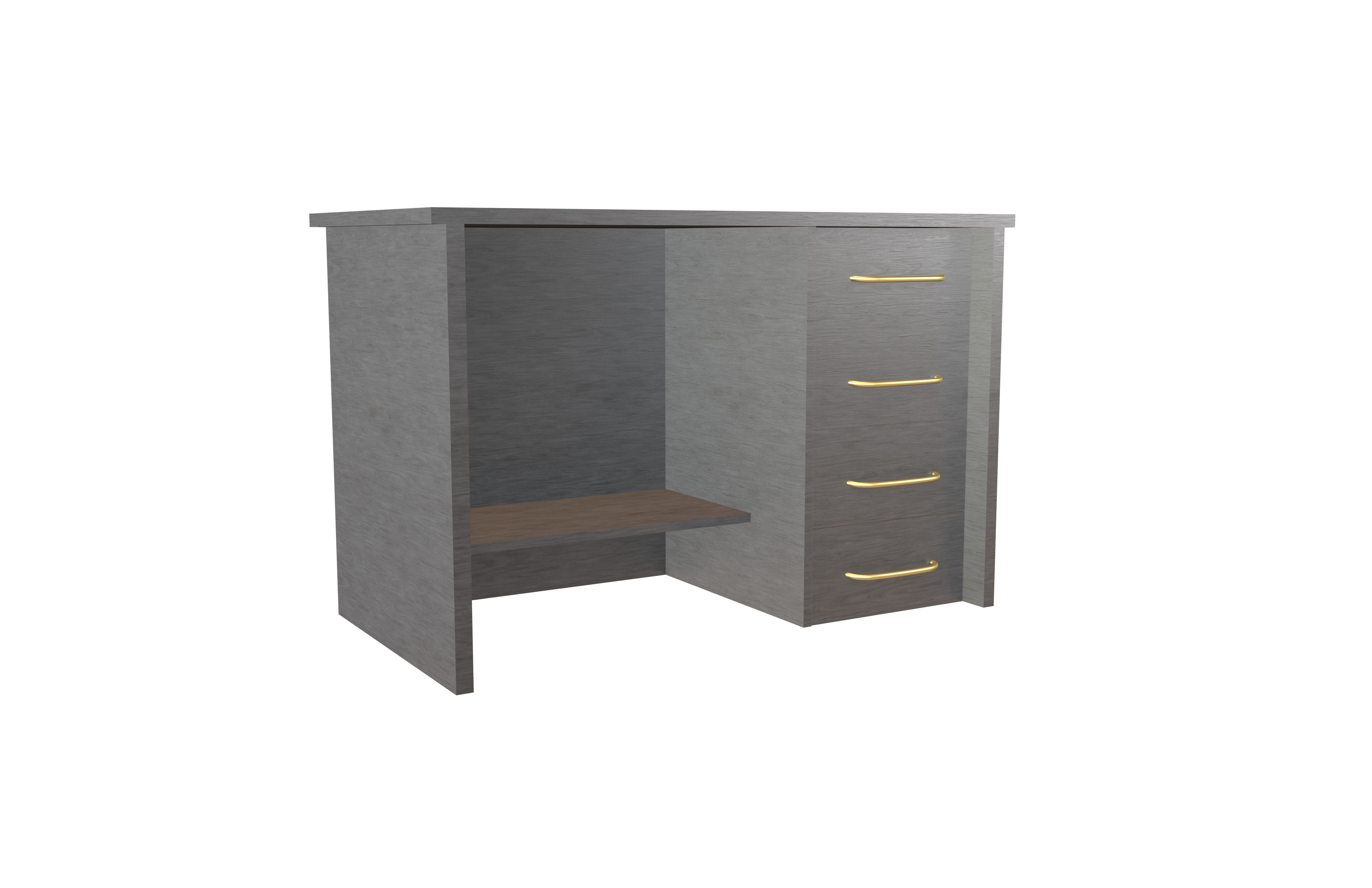 Student Desk With Drawers v1 003 Low-poly 3D model_2