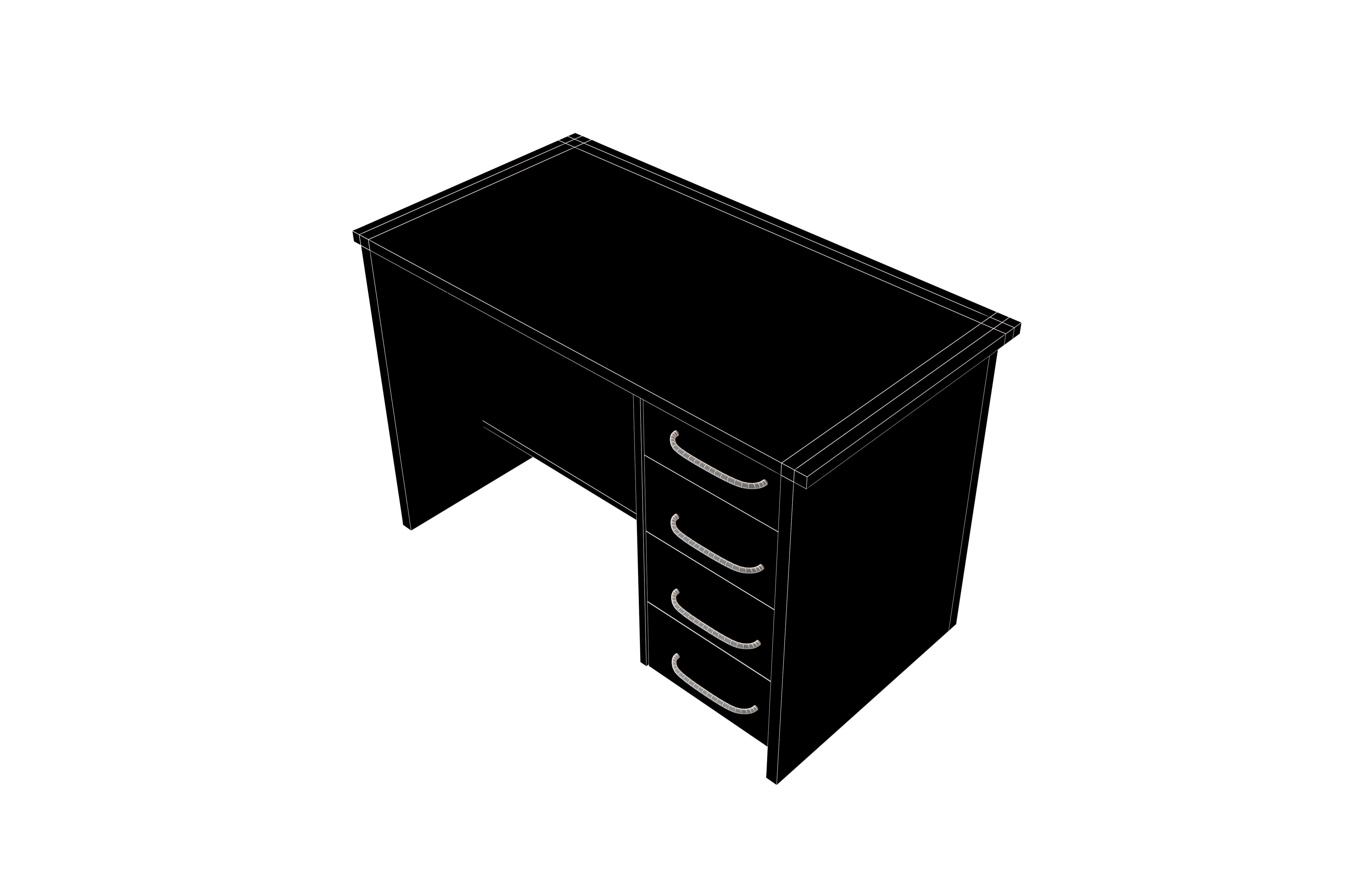 Student Desk With Drawers v1 003 Low-poly 3D model_5