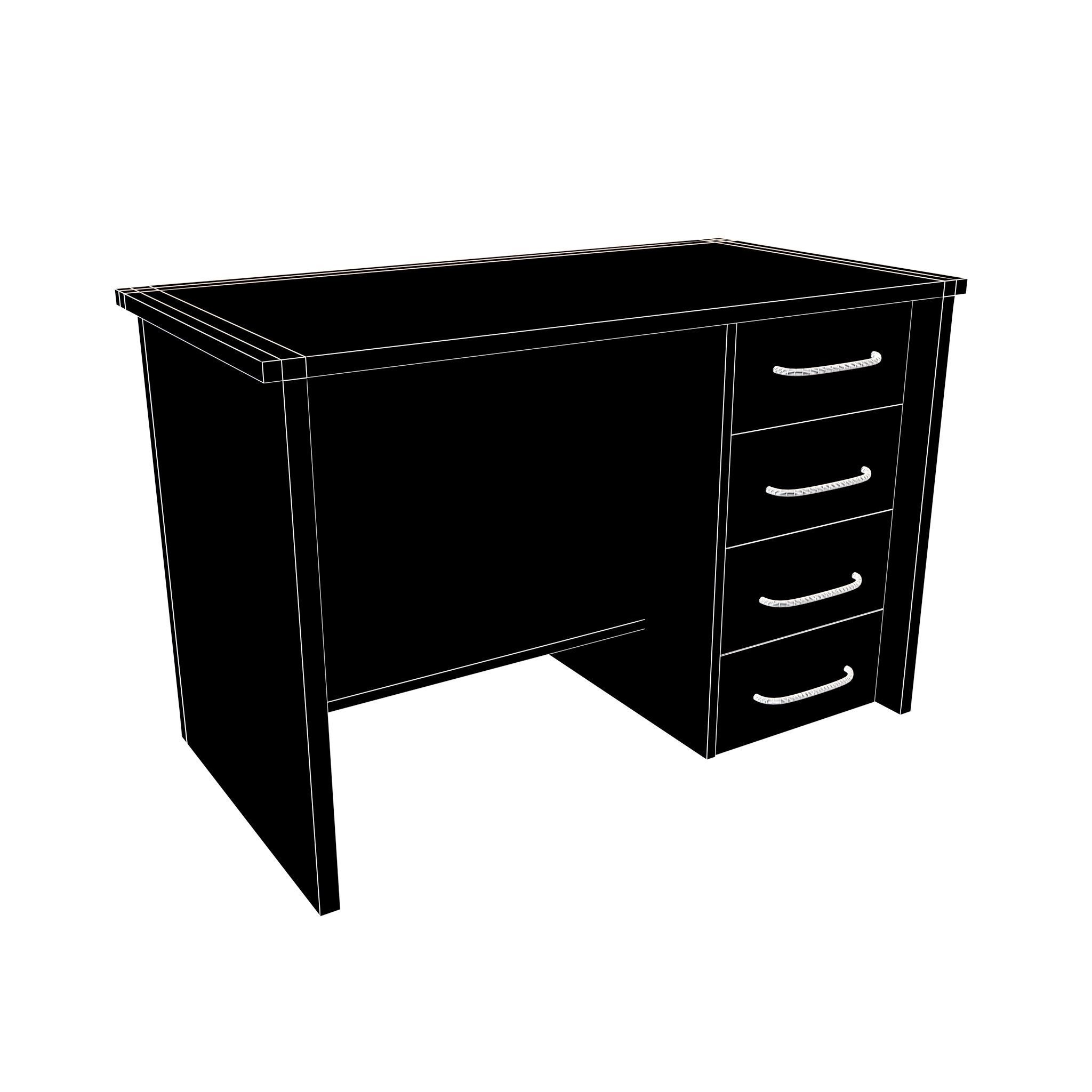 Student Desk With Drawers v1 003 Low-poly 3D model_7