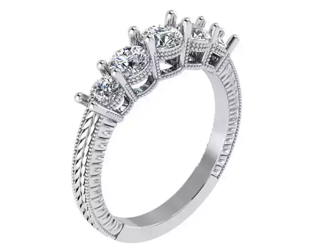 5-Stone Diamond Ring 1709 3D print model