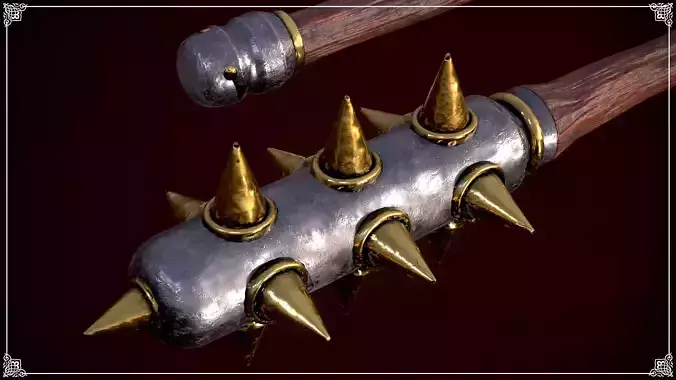 Medieval club Melee weapon Low-poly 3D model
