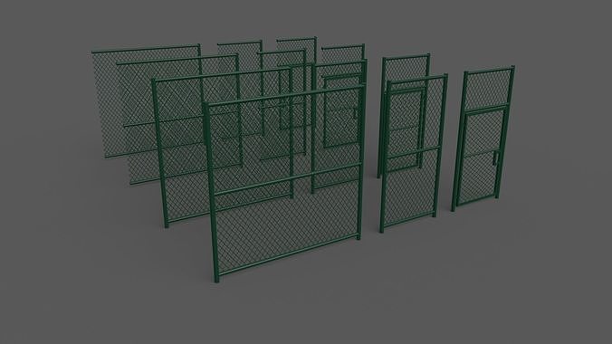 PBR Chain Link Fence For Court C Low-poly 3D model
