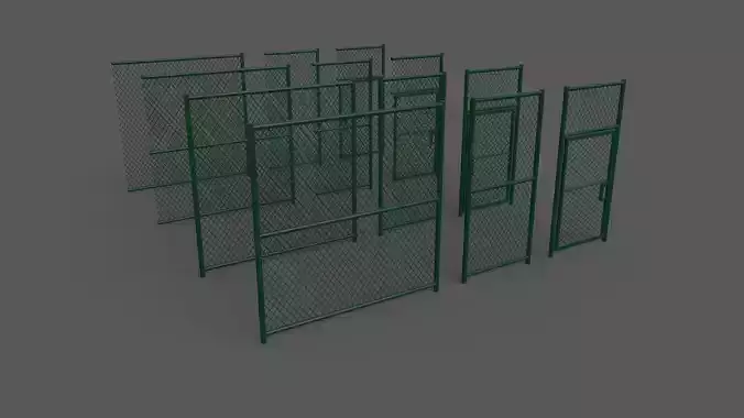 PBR Chain Link Fence For Court C Low-poly 3D model