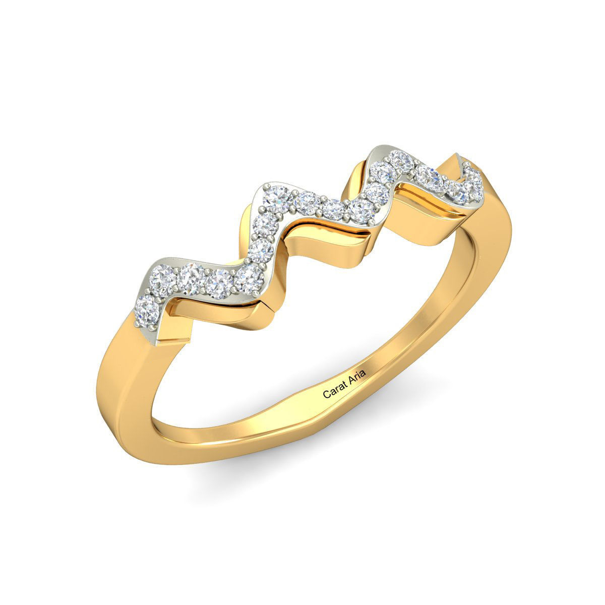 Ring - 7 diamond gold 3D print model_1