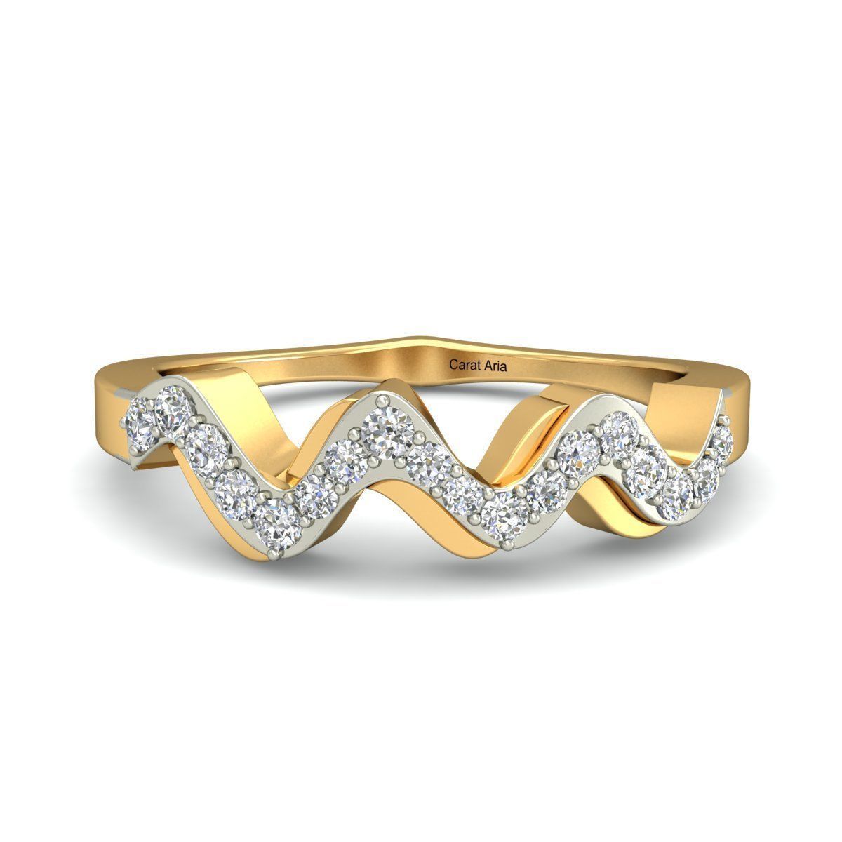Ring - 7 diamond gold 3D print model_5