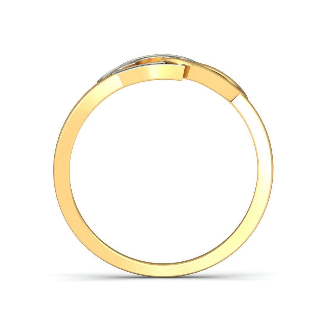 Ring - 2 2 two hearts gold with diamonds 3D print model_1