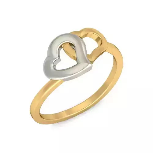 Ring - 2 1 two heart gold and gold