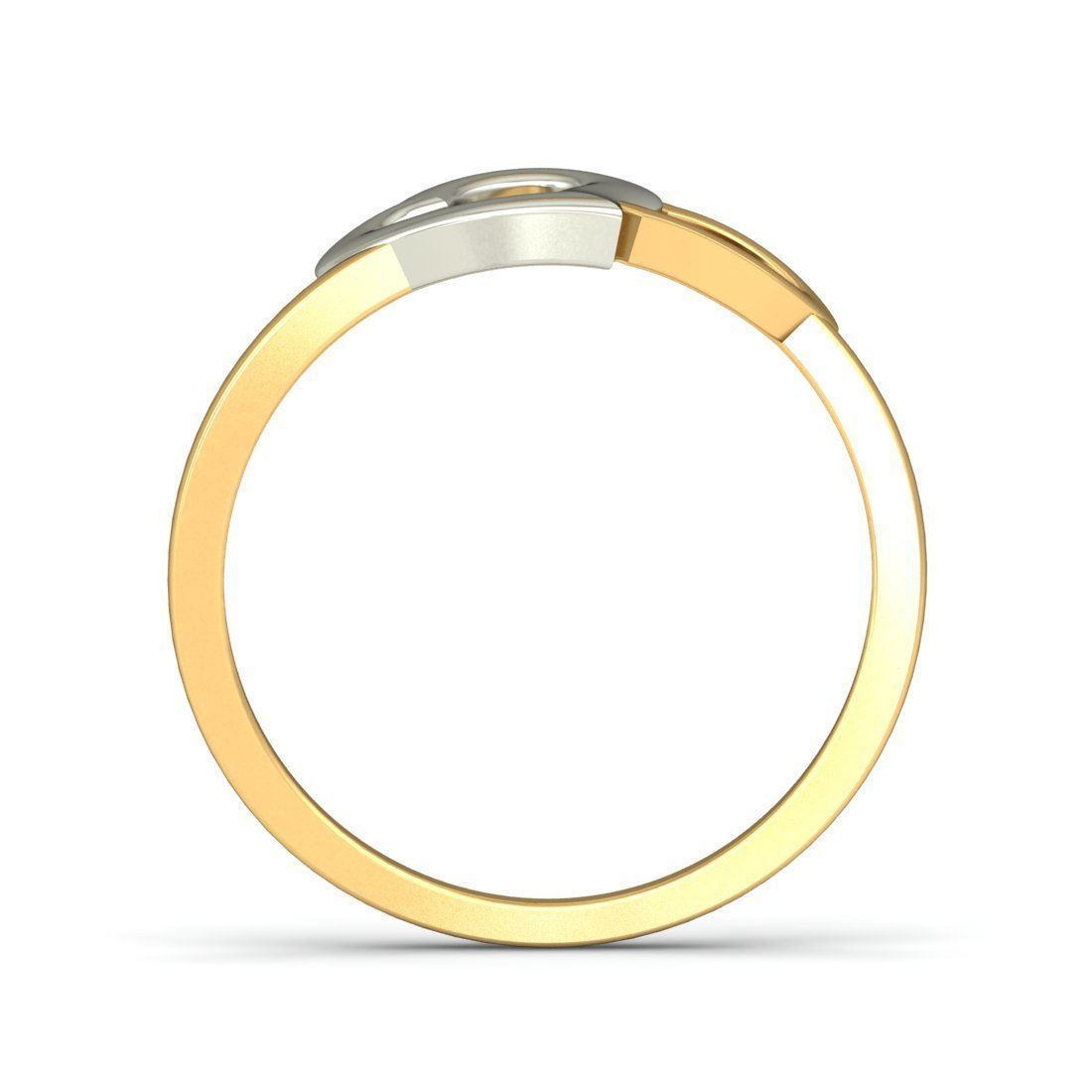 Ring - 2 1 two heart gold and gold 3D print model_1