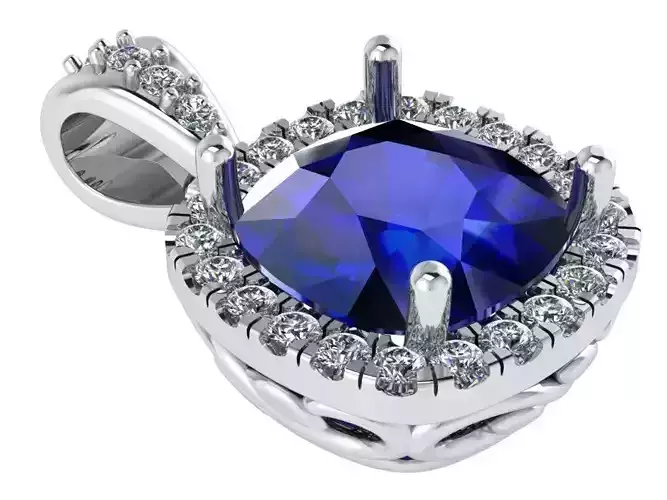 Blue Diamond  Halo Pendant 1711 3D print model