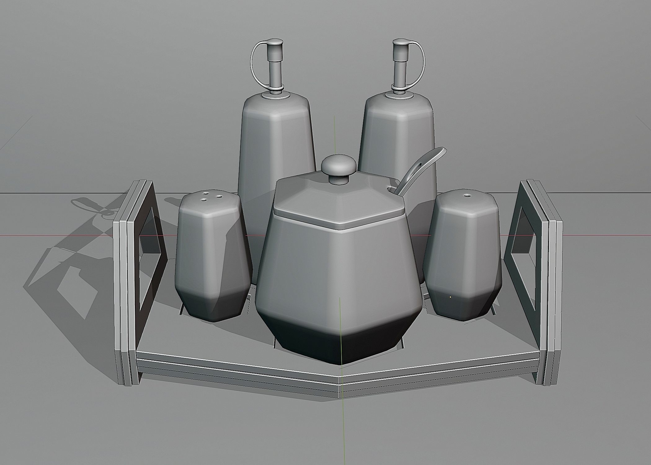 Table set for condiments 3 Low-poly 3D model_4