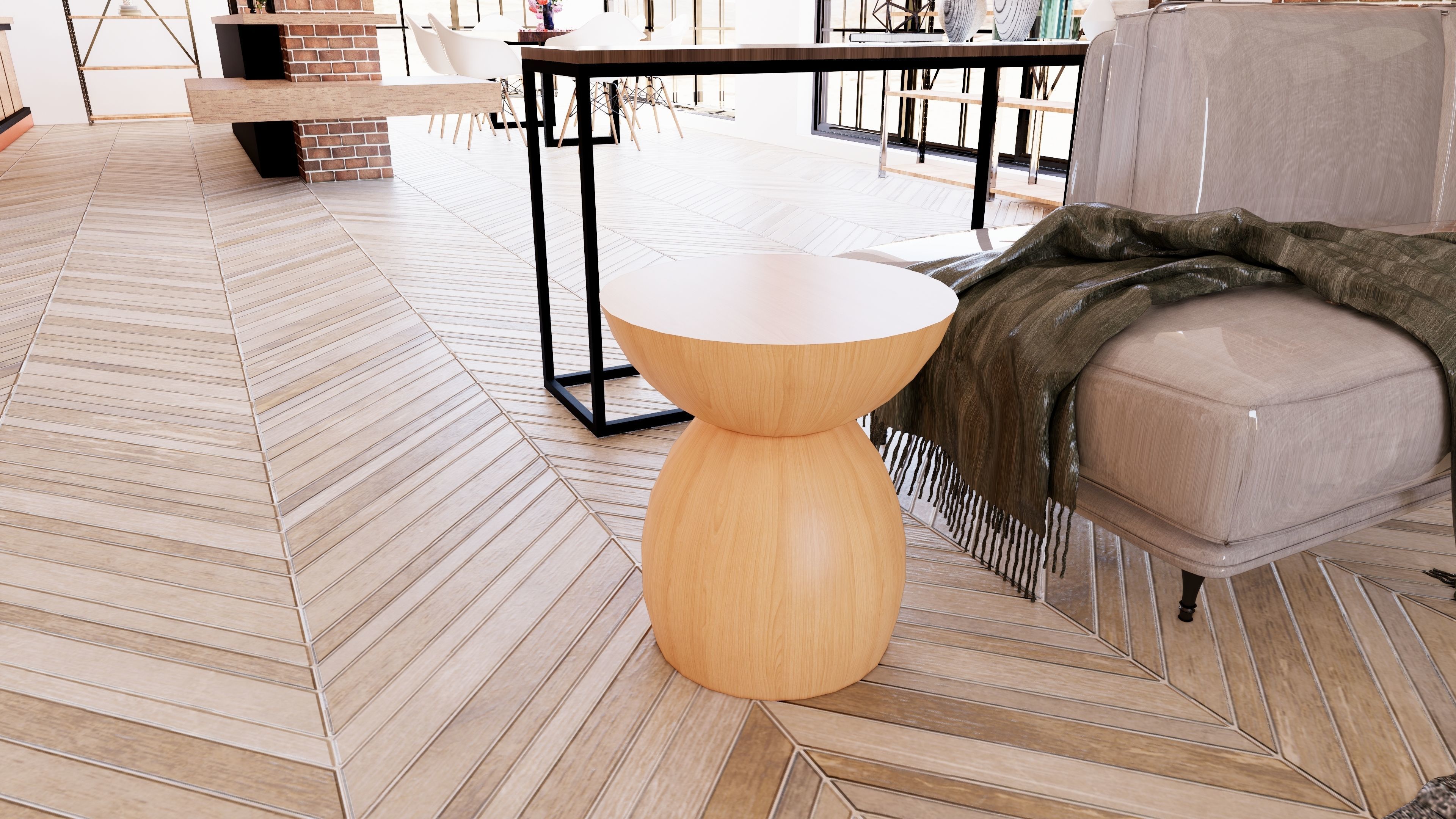 side table Low-poly 3D model_4