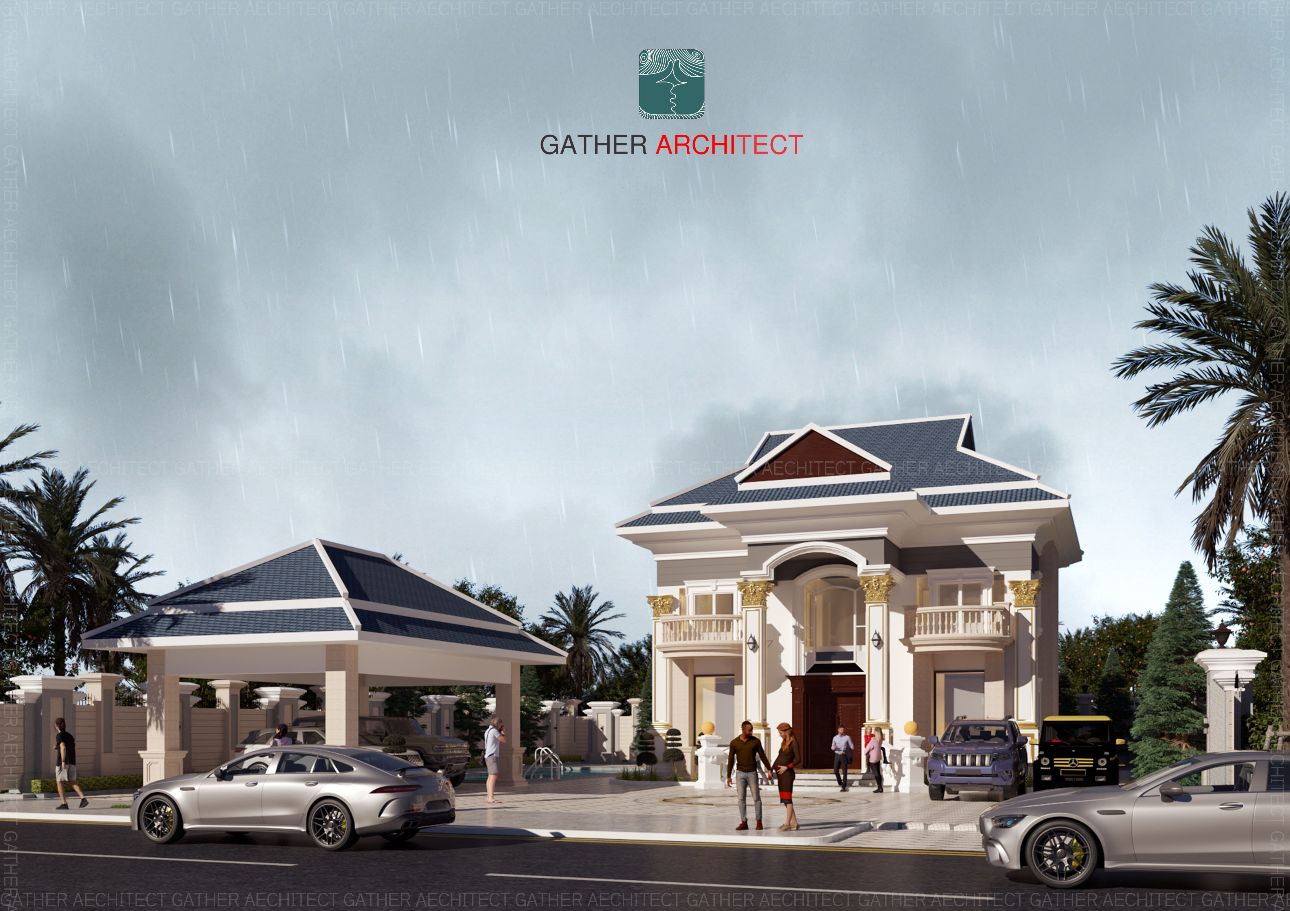 Classic Villa Low-poly 3D model_2