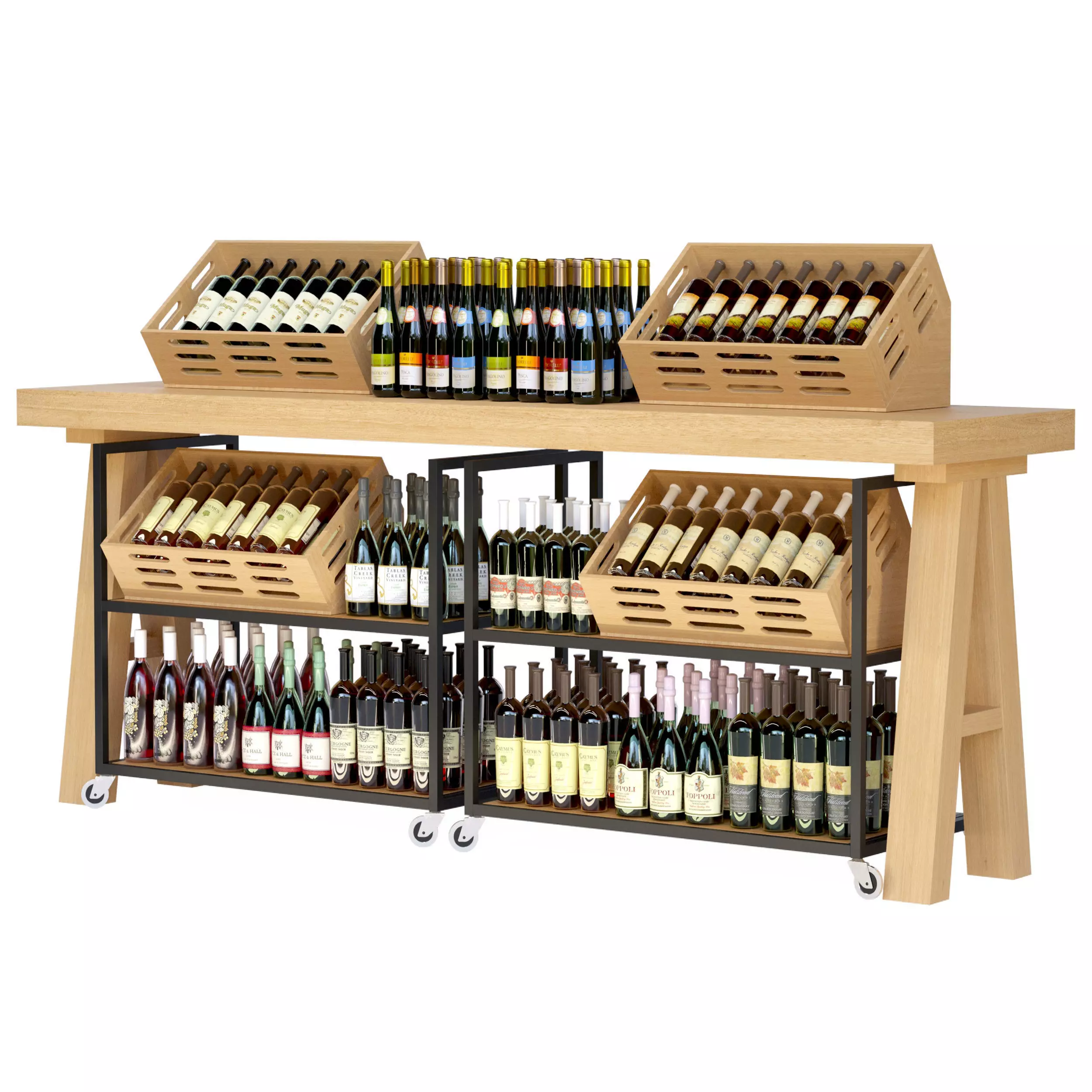 Showcase in a supermarket with sparkling wine 3D model