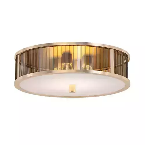 VENUS flush mount light fixture in brass and glass