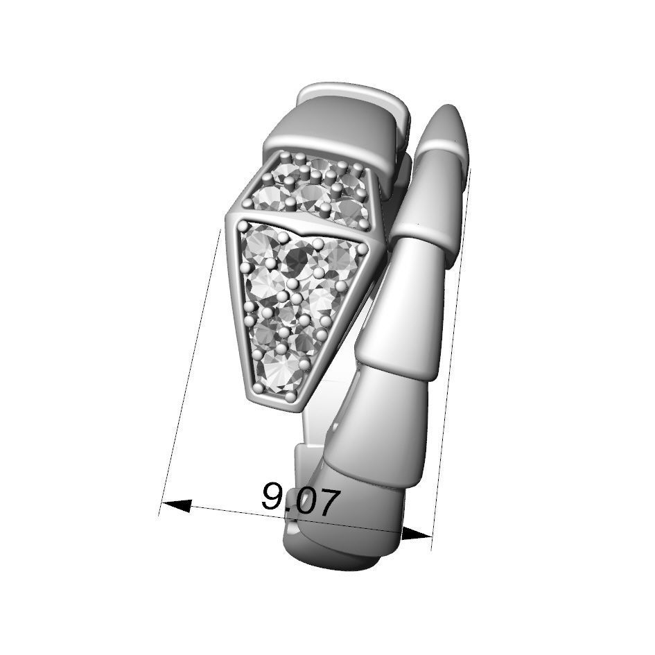 Bvlgari style snake ring 3D print model_7