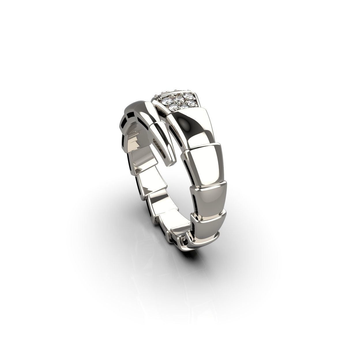 Bvlgari style snake ring 3D print model_3