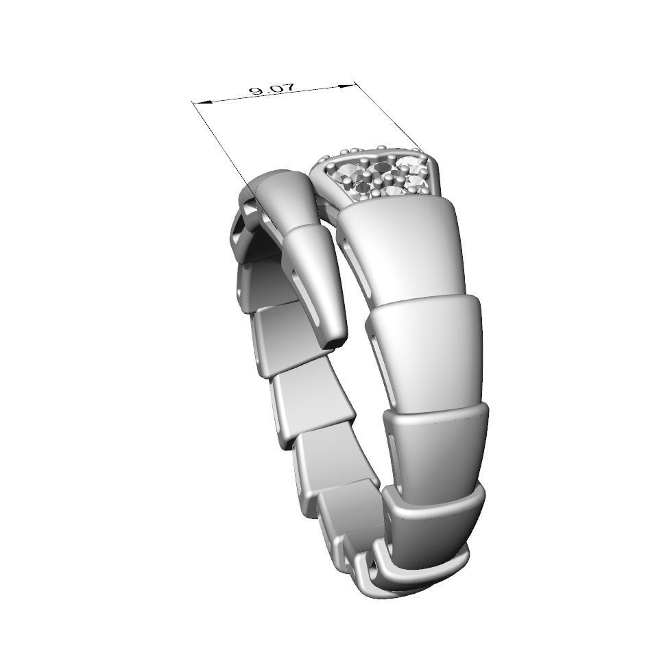 Bvlgari style snake ring 3D print model_6