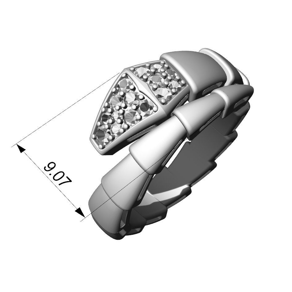 Bvlgari style snake ring 3D print model_5