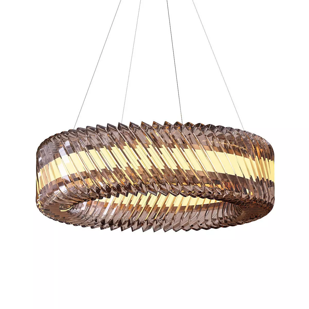 HELIX circular pendant light made of glass and metal 3D model_0