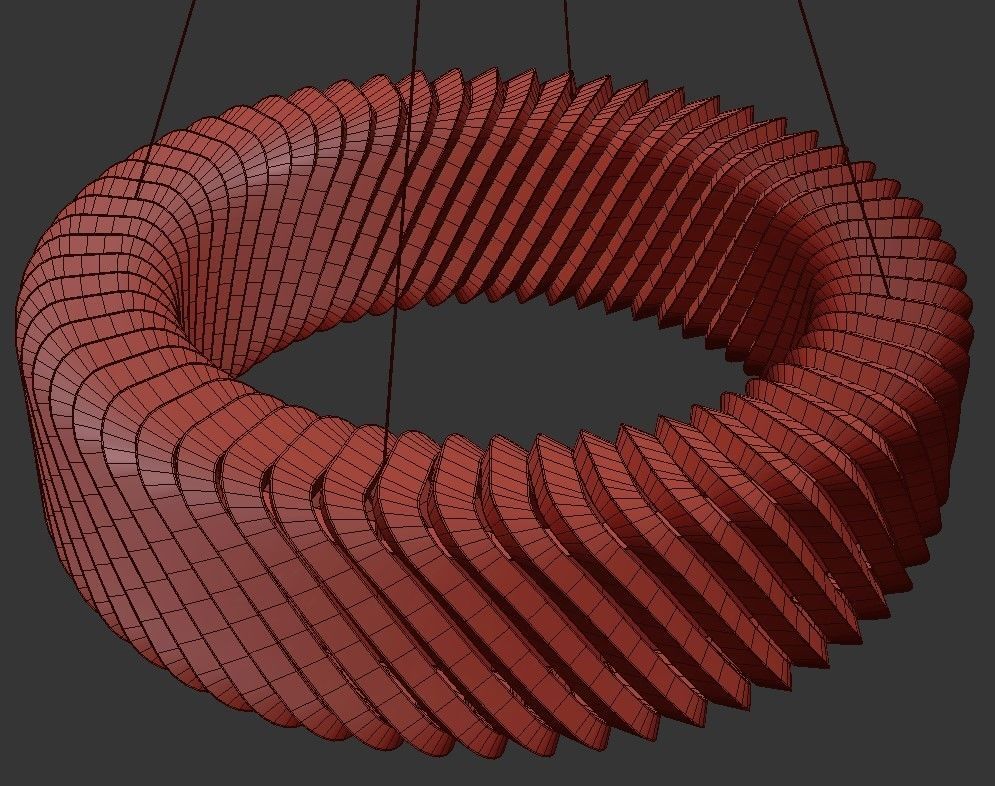 HELIX circular pendant light made of glass and metal 3D model_3