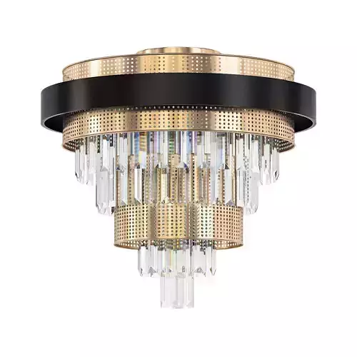 ALSING C edison light flush mount in gold with clear crystals