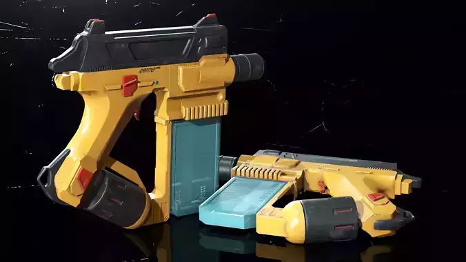 Futuristic industrial gun Low-poly 3D model