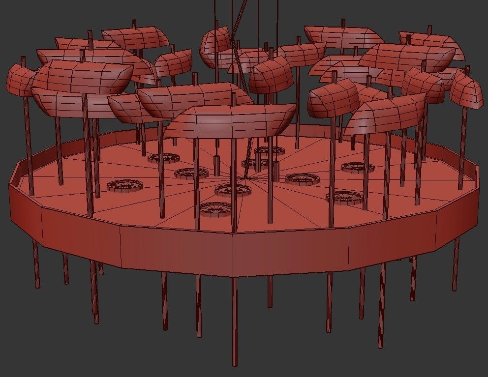 PERLINA modern chandelier in gold 3D model_1