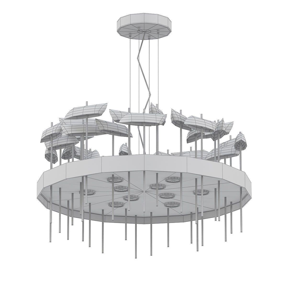 PERLINA modern chandelier in gold 3D model_4