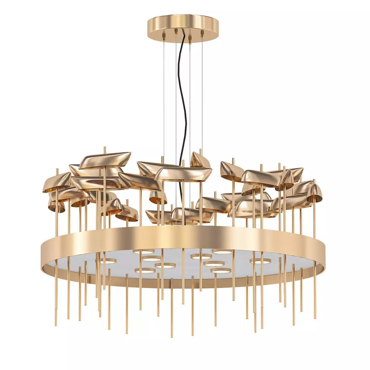 PERLINA modern chandelier in gold 3D model_0