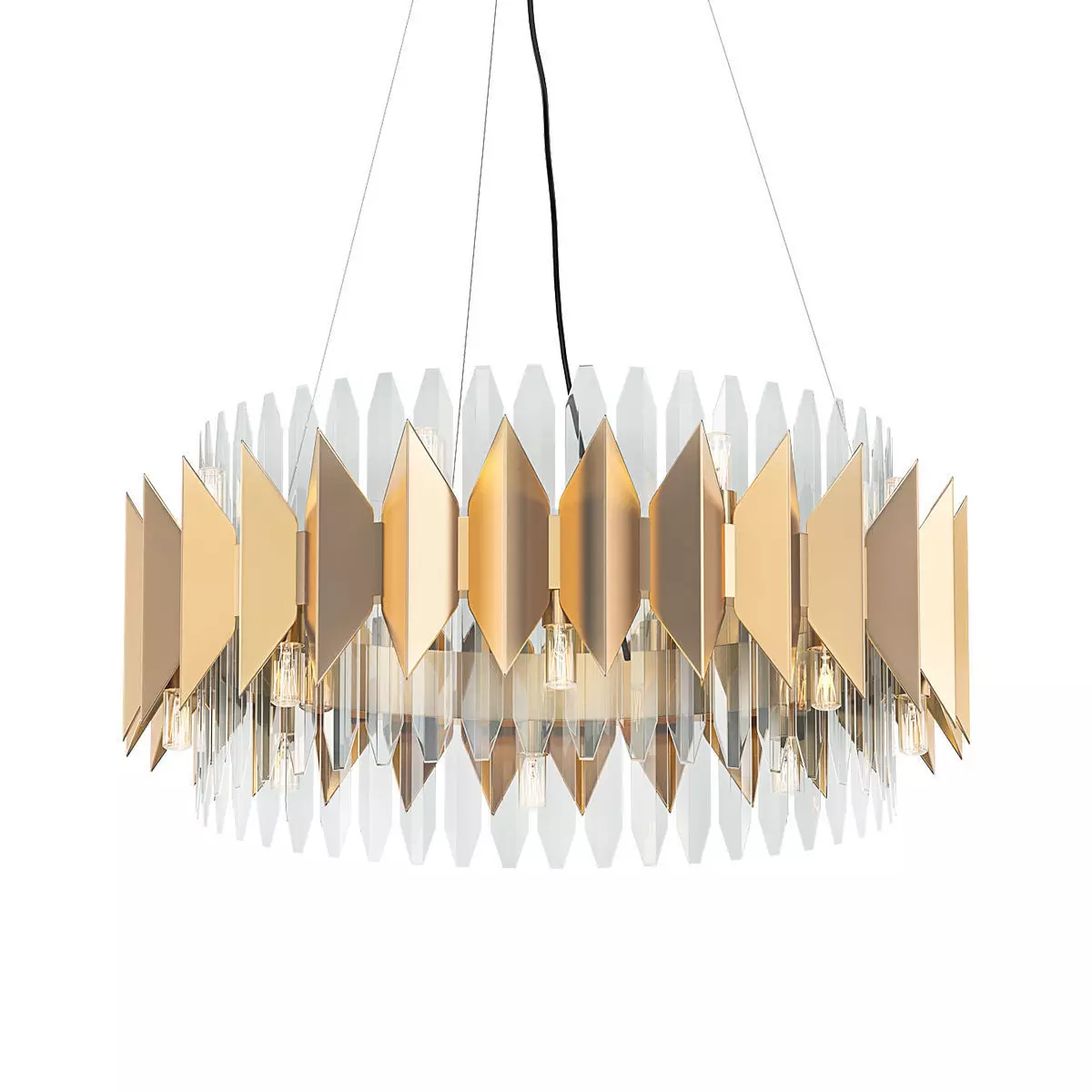 CORONA modern chandelier in gold and glass 3D model_0