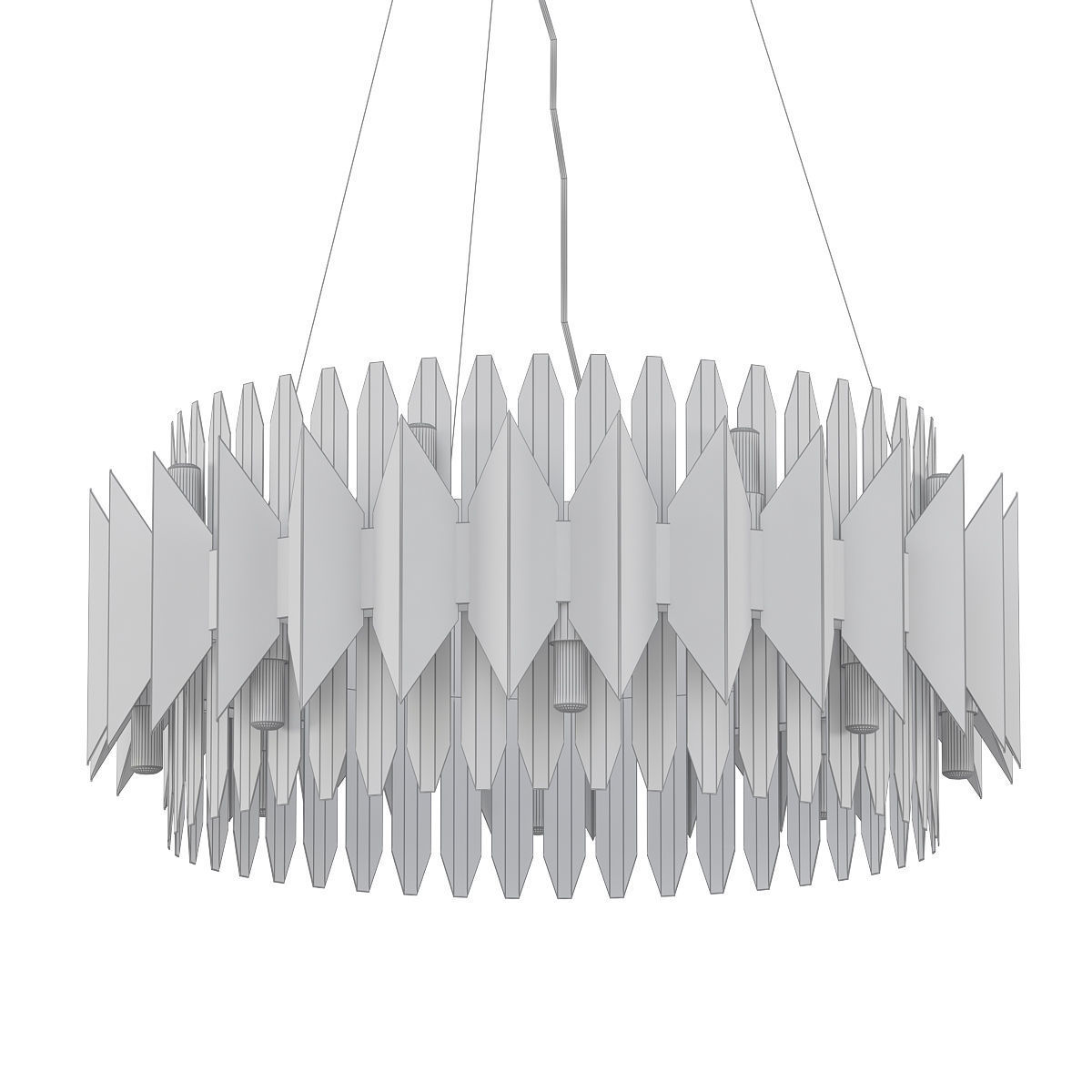 CORONA modern chandelier in gold and glass 3D model_4